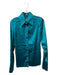 Gucci Size 42 Teal Silk Button Down Long Sleeve Collared Darted Top Teal / 42