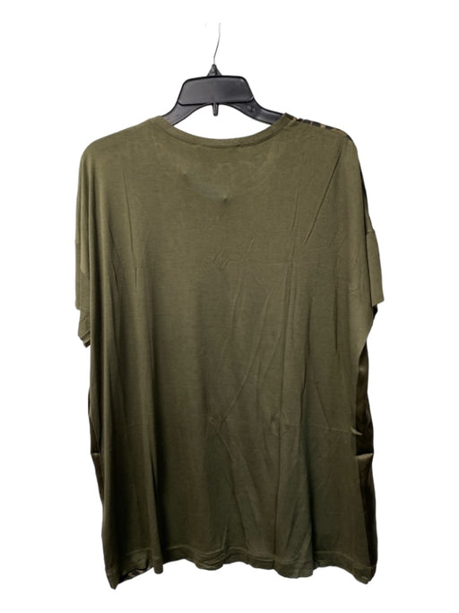 Gucci Size S Green, Tan, & black Viscose Round Neck Short Sleeve Seam Detail Top Green, Tan, & black / S