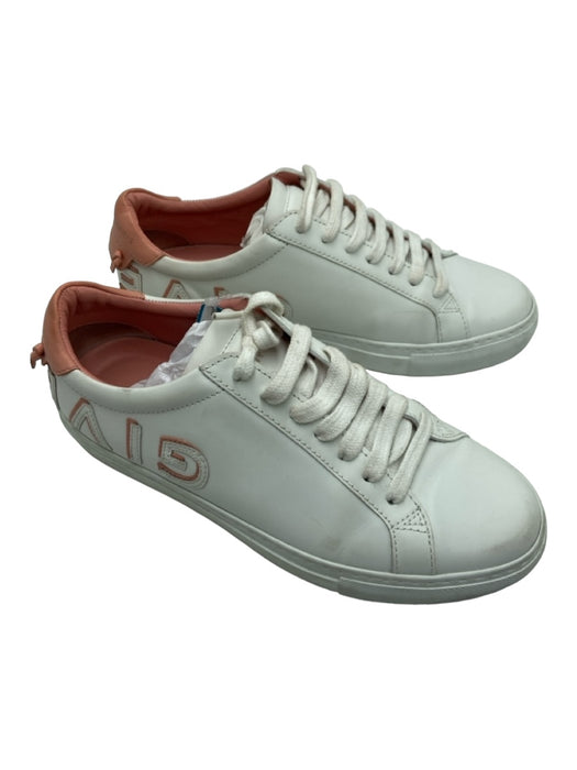 Givenchy Shoe Size 37.5 White & Pink Leather Lace Up Round Toe Low Top Sneakers White & Pink / 37.5