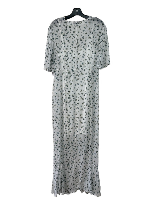 Rag & Bone Size 12 White, Green & Blue Viscose Chiffon Floral Knot V Neck Dress White, Green & Blue / 12