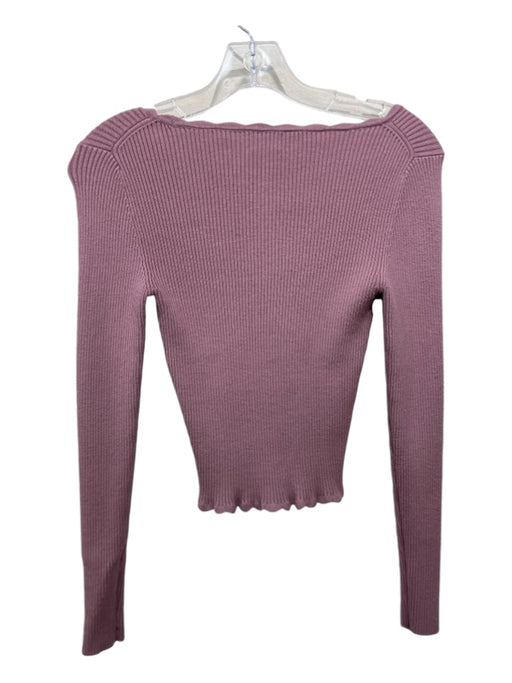 Wilfred Size Small Purple Viscose Blend Rib Knit Scallop Detail Long Sleeve Top Purple / Small