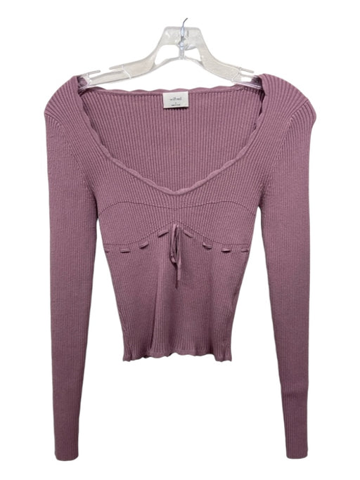 Wilfred Size Small Purple Viscose Blend Rib Knit Scallop Detail Long Sleeve Top Purple / Small