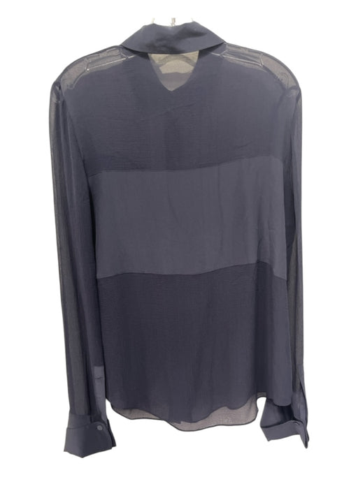 T Alexander Wang Size Small Navy Blue Silk Chiffon Fabic Block Long Sleeve Top Navy Blue / Small