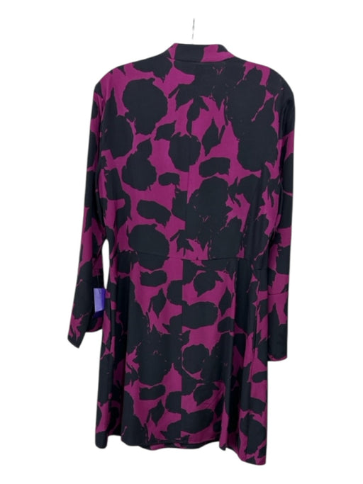 Derek Lam 10 Crosby Size 12 Black & Magenta Silk Blend Abstract Dress Black & Magenta / 12