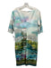 Teri Jon Size 12 Blue, Cream, Green Polyester Blend Short Sleeve Wide Leg Dress Blue, Cream, Green / 12