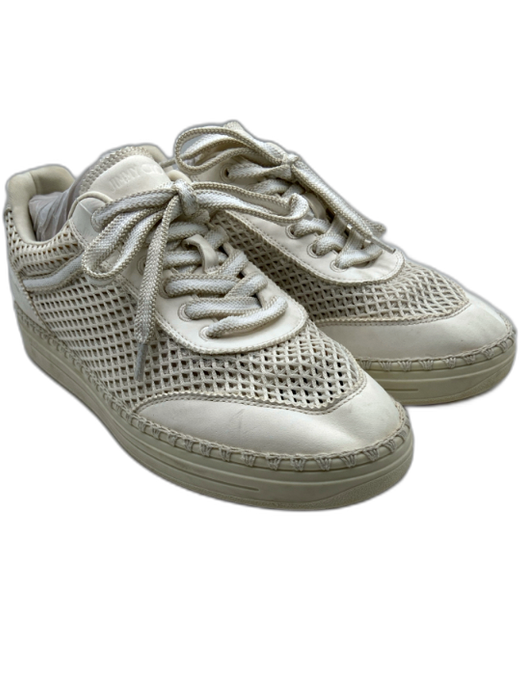 Jimmy Choo Shoe Size 41 White Synthetic & Leather Low Top Mesh Lace Up Sneakers White / 41