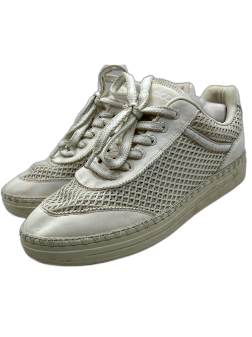 Jimmy Choo Shoe Size 41 White Synthetic & Leather Low Top Mesh Lace Up Sneakers White / 41