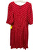 Rebecca Taylor Size 12 red & cream Silk Blend Shirred Waist ikat dot Mini Dress red & cream / 12