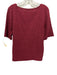 Vince Size L Red Polyester Blend Textured Short Sleeve V Neck Top Red / L
