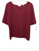 Vince Size L Red Polyester Blend Textured Short Sleeve V Neck Top Red / L