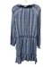 Veronica Beard Size L Blue & White Cotton Stripe Long Sleeve V Neck Dress Blue & White / L