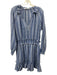 Veronica Beard Size L Blue & White Cotton Stripe Long Sleeve V Neck Dress Blue & White / L