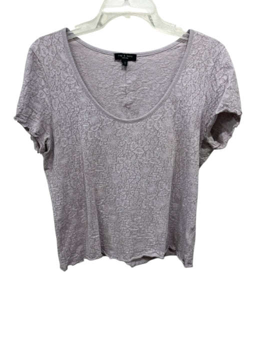 Rag & Bone Size L Dusty Purple Cotton Blend Cap Sleeve Textured Knit T Shirt Top Dusty Purple / L