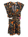 A.L.C. Size 6 navy, orange, yellow Cotton Cap Sleeve Floral Cut Out Tiered Dress navy, orange, yellow / 6