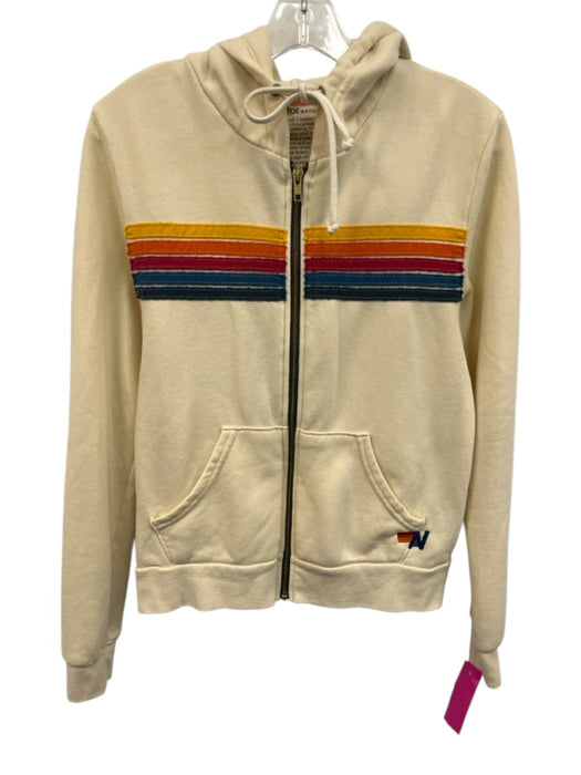 Aviator Nation Size XS Cream, Blue, Red Cotton Blend Long Sleeve Striped Jacket Cream, Blue, Red / XS