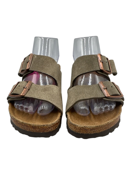 Birkenstock Shoe Size 38 Gray & Brown Leather Suede open toe Slide Sandals Gray & Brown / 38