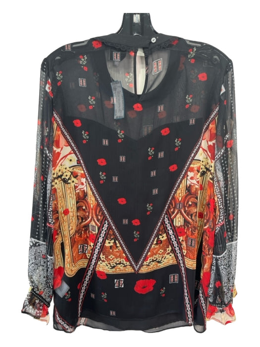 Piccione Piccione Size L Black Red Yellow Polyester Floral Geometric Top Black Red Yellow / L