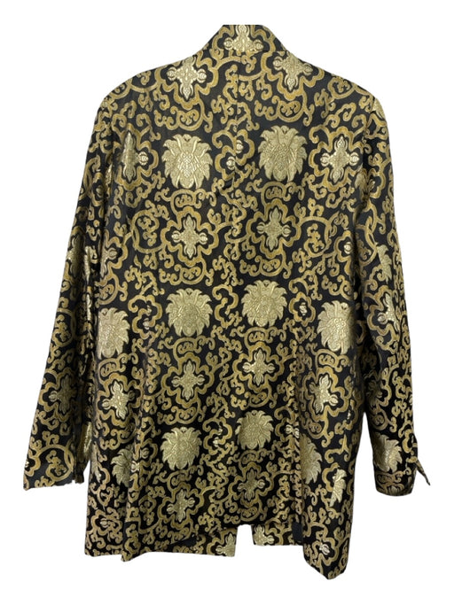 McCulley's Size L Black & Gold Polyester Paisley Button Front Long Jacket Black & Gold / L