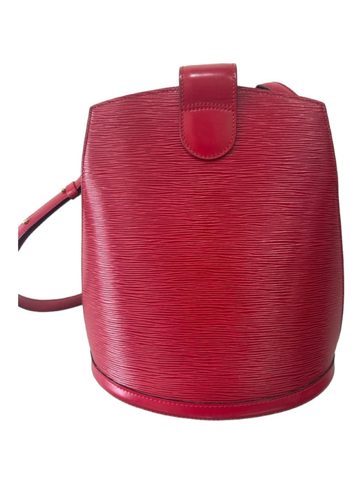 Louis Vuitton Red & Gold Leather Bucket Shoulder Gold Hardware Clasp closure Bag Red & Gold / S