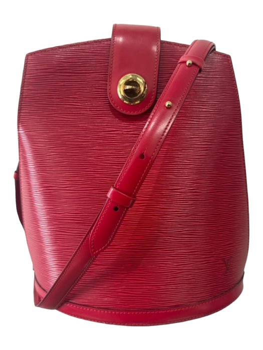 Louis Vuitton Red & Gold Leather Bucket Shoulder Gold Hardware Clasp closure Bag Red & Gold / S