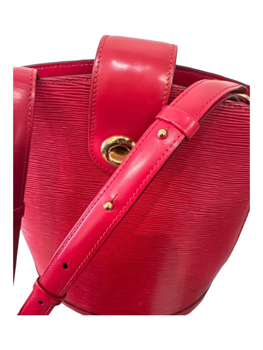 Louis Vuitton Red & Gold Leather Bucket Shoulder Gold Hardware Clasp closure Bag Red & Gold / S