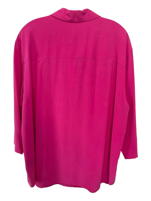 Lafayette 148 Size L Hot pink Silk Collared Button Up Long Sleeve Top Hot pink / L