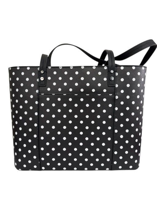 Karl Lagerfeld Black & White Leather Saffiano Polka Dot Tote Bag Black & White