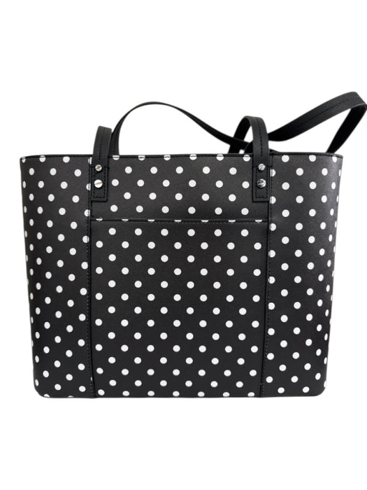 Karl Lagerfeld Black & White Leather Saffiano Polka Dot Tote Bag Black & White
