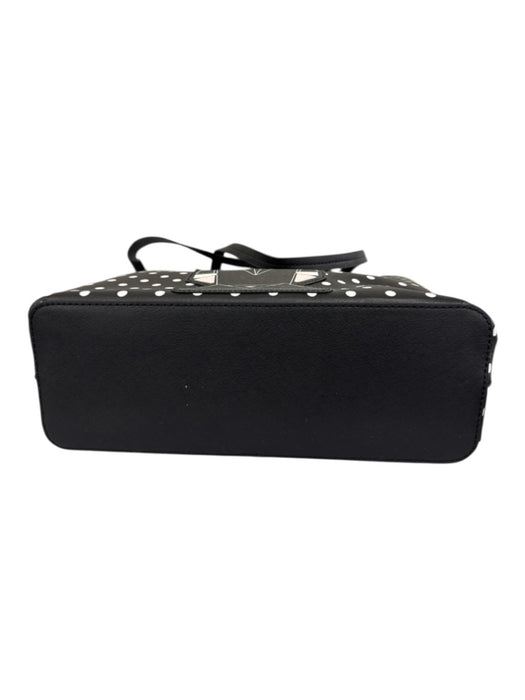 Karl Lagerfeld Black & White Leather Saffiano Polka Dot Tote Bag Black & White