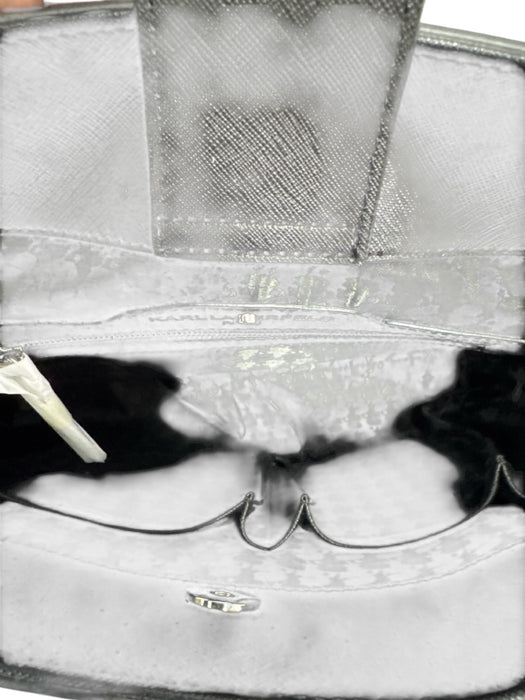 Karl Lagerfeld Black & White Leather Saffiano Polka Dot Tote Bag Black & White