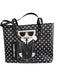 Karl Lagerfeld Black & White Leather Saffiano Polka Dot Tote Bag Black & White