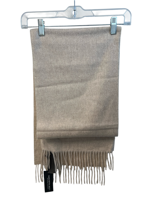 Saks Fifth Ave Beige 100% Cashmere Fringe Edging solid color scarf Beige / One Size