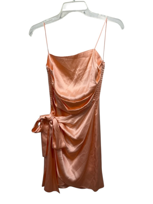 Amanda Uprichard Size Small Light Orange Silk Strapless Smocked Back Satin Dress Light Orange / Small