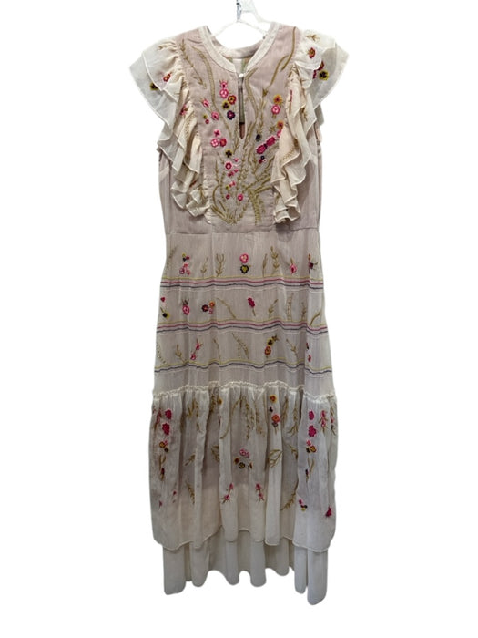 Aratta Silent Journey Size XS Cream, Red, Green Polyester Tiered Maxi Dress Cream, Red, Green / XS
