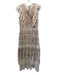 Aratta Silent Journey Size XS Cream, Red, Green Polyester Tiered Maxi Dress Cream, Red, Green / XS