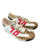 Back 70 Shoe Size 40 White, Red & Brown Leather Sneaker Cheetah Print Shoes White, Red & Brown / 40