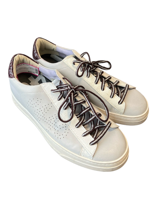 P448 Shoe Size est 9 Grey & Purple Leather Lace Up Metallic Detail Sneaker Shoes Grey & Purple / est 9