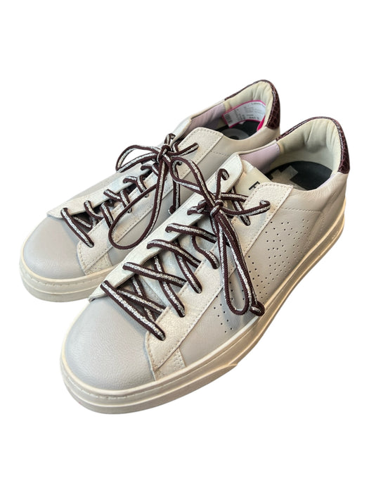 P448 Shoe Size est 9 Grey & Purple Leather Lace Up Metallic Detail Sneaker Shoes Grey & Purple / est 9
