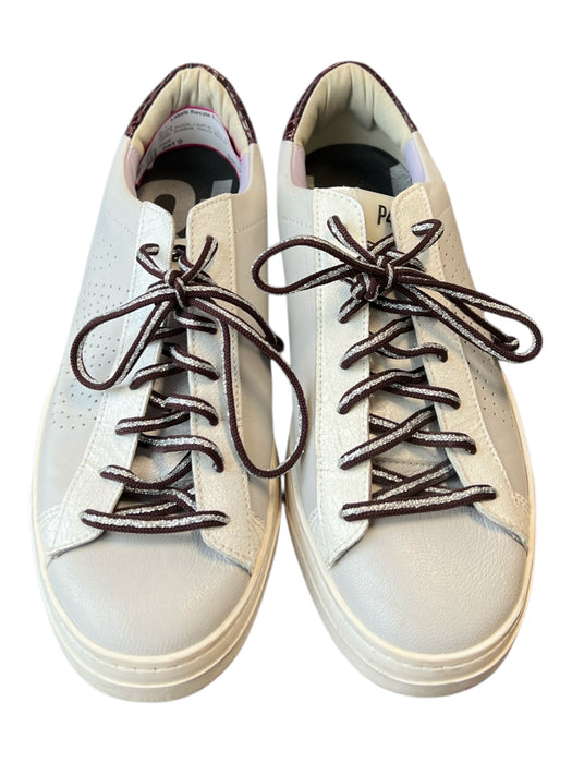 P448 Shoe Size est 9 Grey & Purple Leather Lace Up Metallic Detail Sneaker Shoes Grey & Purple / est 9
