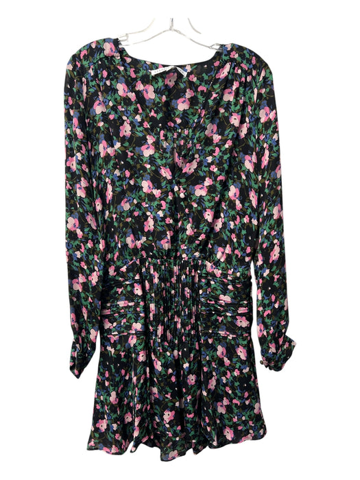 Veronica Beard Size 6 Black & Multi Silk V Neck Long Sleeve Button Front Dress Black & Multi / 6