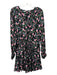 Veronica Beard Size 6 Black & Multi Silk V Neck Long Sleeve Button Front Dress Black & Multi / 6