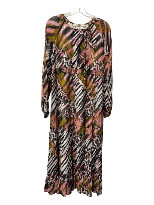 Marie Oliver Size XS Black Pink & Multi Viscose Blend Round Neck Dress Black Pink & Multi / XS