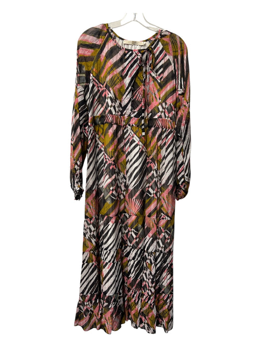 Marie Oliver Size XS Black Pink & Multi Viscose Blend Round Neck Dress Black Pink & Multi / XS