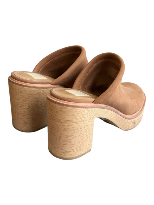 Dolce Vita Shoe Size 7.5 Tan Suede Mule Open Back Wooden Base Shoes Tan / 7.5
