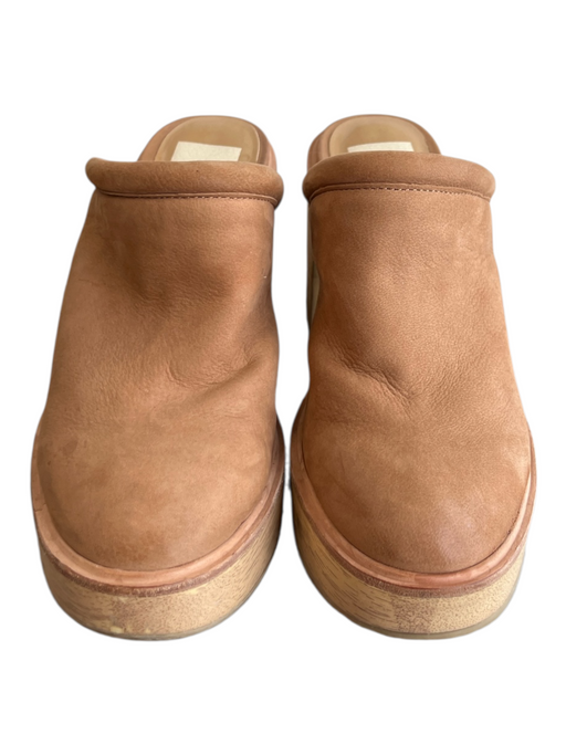 Dolce Vita Shoe Size 7.5 Tan Suede Mule Open Back Wooden Base Shoes Tan / 7.5