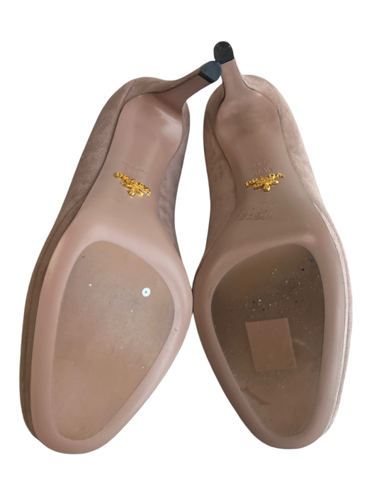 Prada Shoe Size 38.5 Blush Suede Stiletto Round Toe Platform Pump Shoes Blush / 38.5
