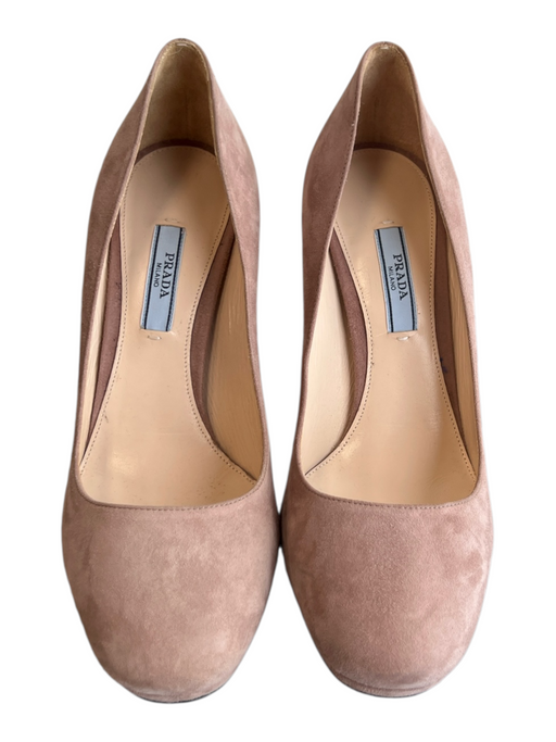 Prada Shoe Size 38.5 Blush Suede Stiletto Round Toe Platform Pump Shoes Blush / 38.5
