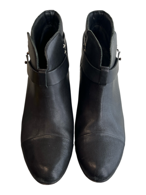 Rag & Bone Shoe Size 38 Black Leather Almond Toe Cuban Heel Straps Booties Black / 38