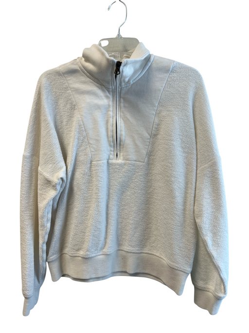 Faherty Size Medium White Cotton Blend Long Sleeve Half Zip Knubby Knit Top White / Medium