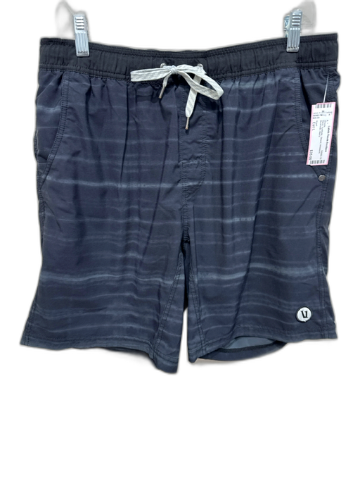 Vuori Size Est L Black Synthetic Striped Athleisure Men's Shorts Black / Est L